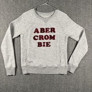 Abercrombie & Fitch Sweatshirt Womens Small Gray 1892 Explore More Logo Crewneck